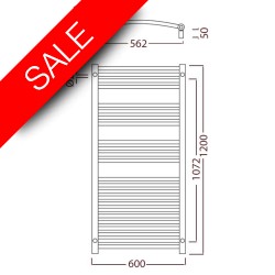 Radox - Premier Curved Stainless (XL)Towel Warmer - 1200 x 600mm