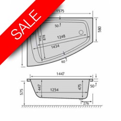 Carron Baths - Clipper NTH Corner Bath Carronite 1200 x 1575mm LH