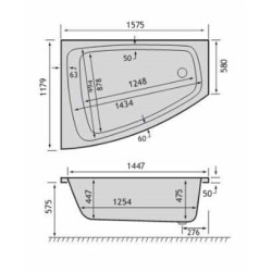 Carron Baths - Clipper NTH Corner Bath 5mm 1200 x 1575mm RH