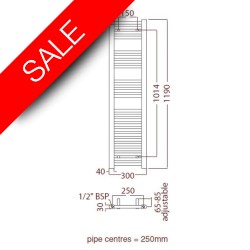 Radox - Premier Stainless XL Slimline Towel Warmer - 1200 x 300mm