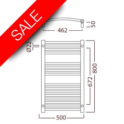 Radox - Premier Curved Stainless (XL)Towel Warmer - 800 x 500mm