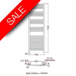Radox - Premier Curved Stainless (XL)Towel Warmer - 1500 x 500mm