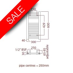Radox - Premier Stainless XL Slimline Towel Warmer - 600 x 300mm